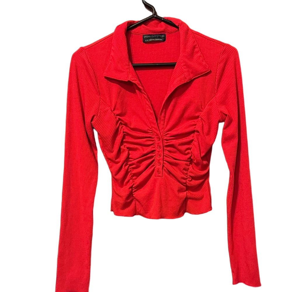 Urban Outfitters Red Ruched Blouse
